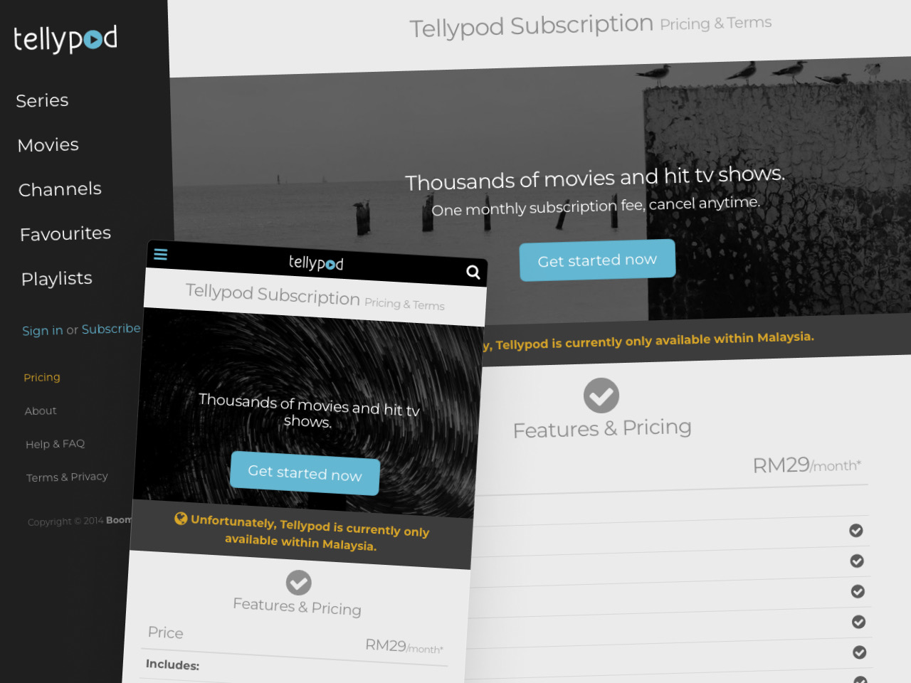 Tellypod home screen on TV-style layout