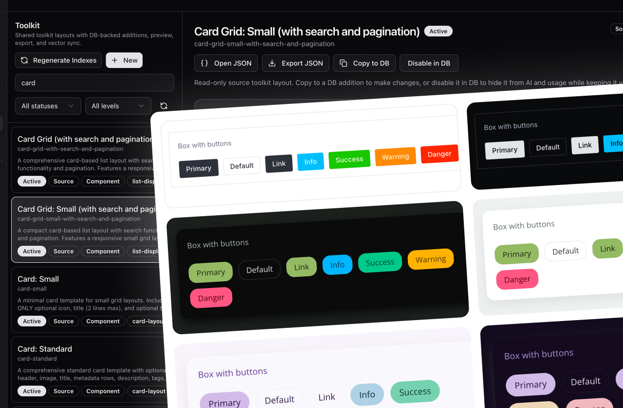 A prebuilt toolkit and custom themes are included