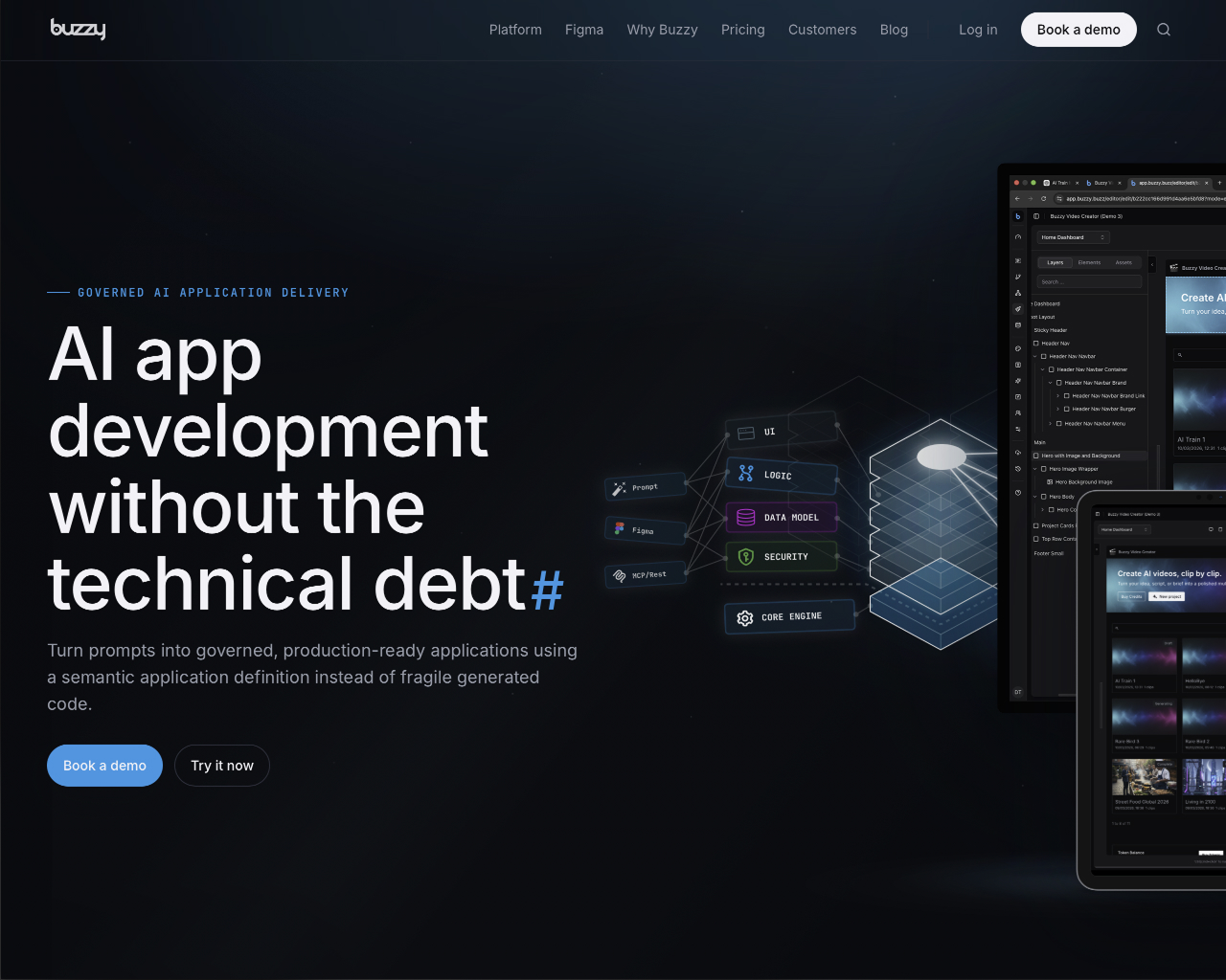 A selection of Buzzy Templates app template screens