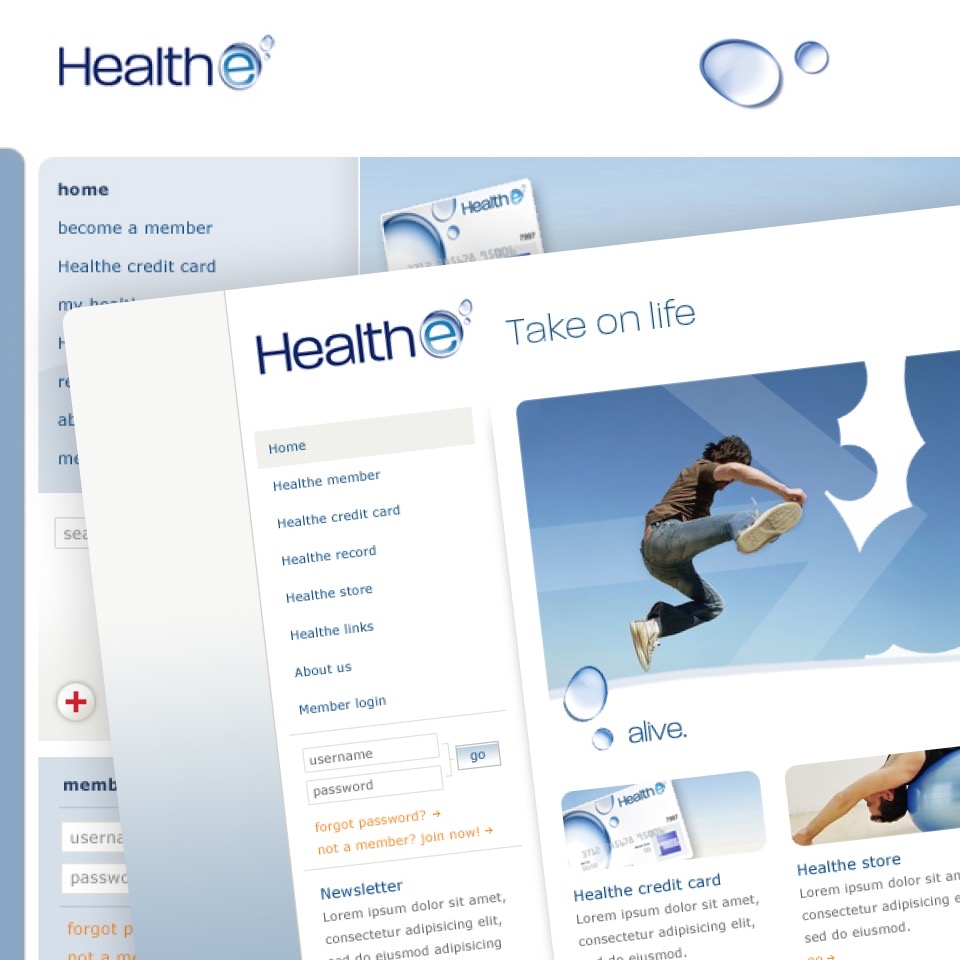 The Healthe website homepage